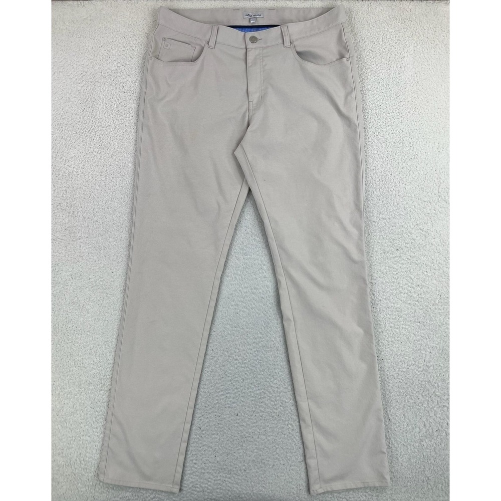 Peter Millar Pants Mens 35x34 Beige EB66 5 Pocket Microfiber Khakis Casual